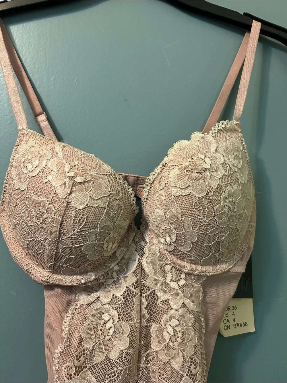 BRAND NEW TAG Size 4 Push-Up Lingerie body suit Pale Pink H&M